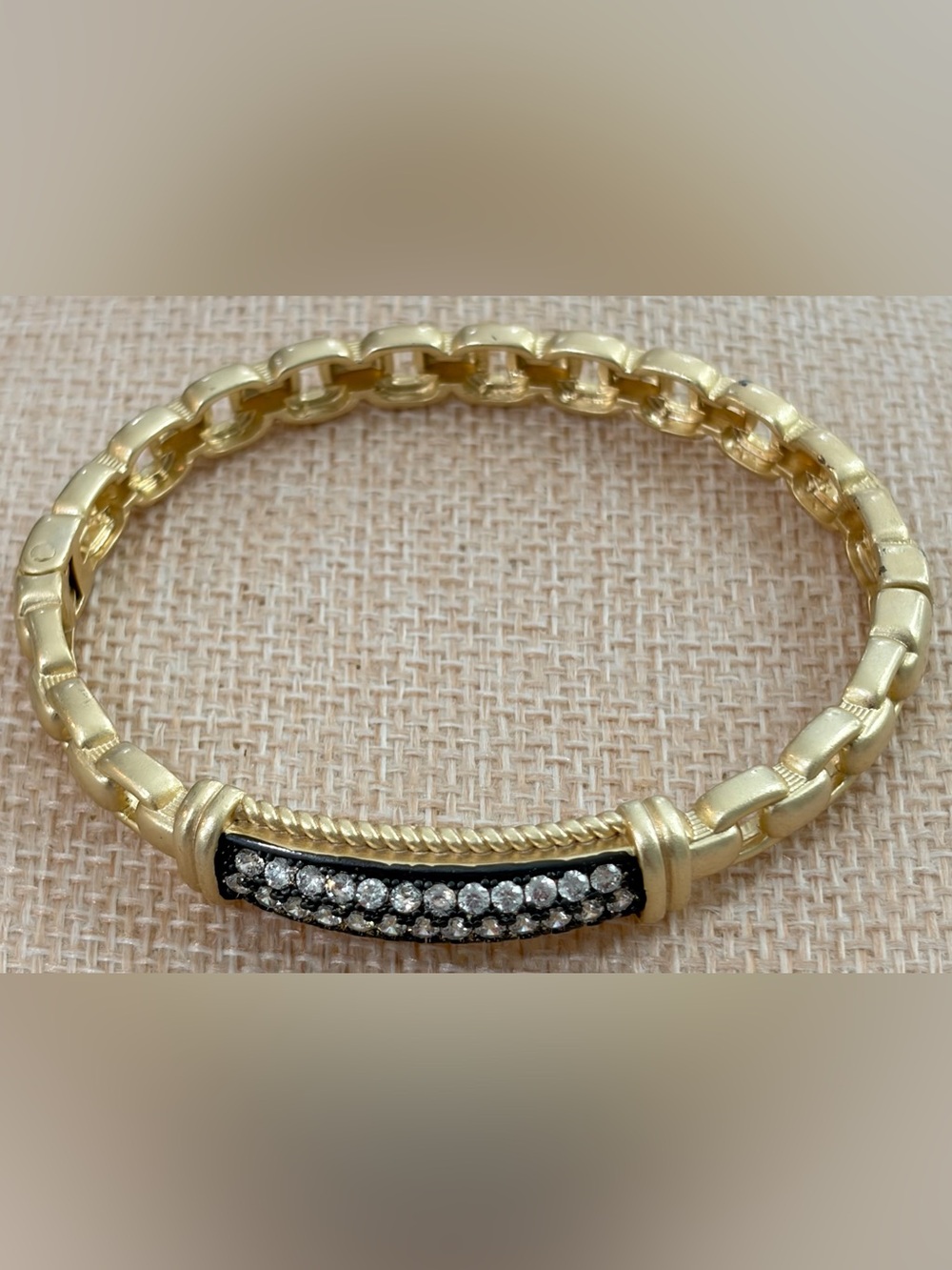 NEW never worn Matte Gold and Black with Crystal Accent Women's Bracelet -Hinge